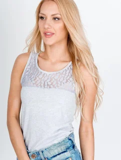 Dámské tílko s krajkou P227 Šedá - Miego