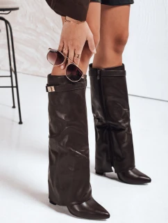 Dámské kozačky s širokým svrškem hnědé FashionStreet ZY1118