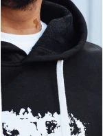 Pánská zateplená mikina s potiskem černá FashionStreet BX5927