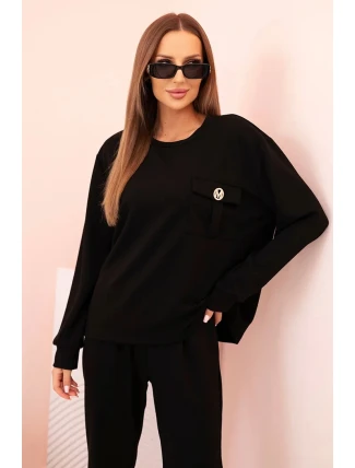 Komplet dámský máslový mikina a kalhoty s gumou černý