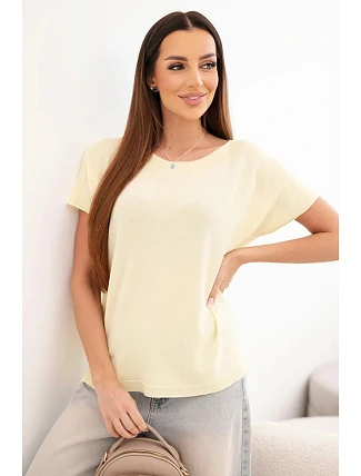 Dámská viskózová oversize halenka s krátkým rukávem a kulatým výstřihem žlutá Dámská viskózová oversize halenka s krátkým rukávem a kulatým výstřihem žlutá