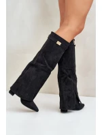 Dámské Kozačky Eko Semišové S Otočeným Svrškem Na Klíně Černé Bralise Dámské Kozačky Eko Semišové S Otočeným Svrškem Na Klíně Černé Bralise