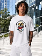 Pánské bavlněné tričko oversize s potiskem bílé FashionStreet NX1014R Pánské bavlněné tričko oversize s potiskem bílé FashionStreet NX1014R