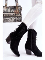 Dámské nízké semišové kovbojské boty Černá Elyse