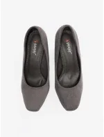 Stylové šedo-stříbrné dámské  lodičky na širokém podpatku