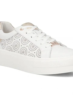 Bílé kožené polobotky na platformě Filippo DP7668/26