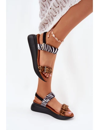 Dámské sandály na platformě gepard a zebra hnědé Monera Dámské sandály na platformě gepard a zebra hnědé Monera