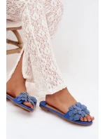 Dámské ploché modré pantofle s ozdobou Grelora