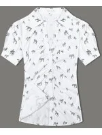 Dámská halenka s límečkem a vzorem zeber (AWY2011D) bílá - Fashion Dámská halenka s límečkem a vzorem zeber (AWY2011D) bílá - Fashion