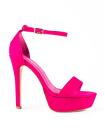 Designové růžové dámské  sandály na jehlovém podpatku
