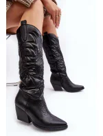 Dámské kožené kovbojské boty na vysokém podpatku černá Sloana Dámské kožené kovbojské boty na vysokém podpatku černá Sloana