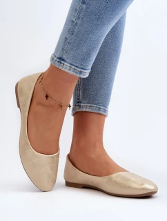 Kožené klasické balerínové lodičky zlaté Stacee