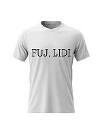 Pánské bavlněné tričko s potiskem - FUJ, LIDI - bílé