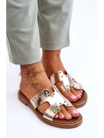 Zazoo 40326 Dámské žabky s ozdobnými výřezy Zlaté