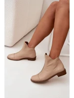 Kožené Boty Na Zip Béžové Zazoo 2785/079 Kožené Boty Na Zip Béžové Zazoo 2785/079