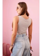 Dámská top na ramínkách s výstřihem - tmavě béžová Dámská top na ramínkách s výstřihem - tmavě béžová
