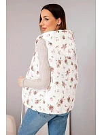 Dámská prošívaná vesta s květinovým vzorem s kapucí fango