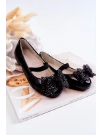 Dziecięce Wsuwane Czarne Balerinki Jelly