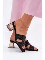 Dámské sandály na podpatku Vinceza 62230 černé