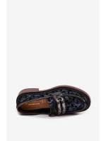 Kožené semišové dámské mokasiny s odlišným detailem D&A MR52-178 Černé Kožené semišové dámské mokasiny s odlišným detailem D&A MR52-178 Černé