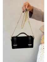 Kožená kabelka Z Přírodního Semiše S Řetízkem Černá Nivra