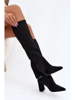 Dámské kozačky na podpatku Černé Yserine