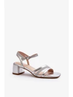 Dámské sandály na nízkém podpatku vyrobené z eko kůže Sergio Leone Silver Dámské sandály na nízkém podpatku vyrobené z eko kůže Sergio Leone Silver