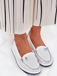 Dámské kožené mokasíny S.Barski – bílé