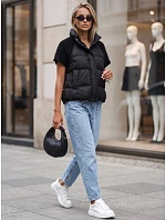 Krátká dámská prošívaná péřová vesta, černá, FashionStreet TY5925 Krátká dámská prošívaná péřová vesta, černá, FashionStreet TY5925