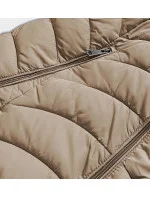 Béžová krátká oboustranná dámská zimní bunda (2M-21507)