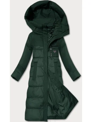 Tmavě zelená zimní bunda z různých spojených materiálů Libland (7820)
