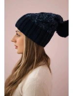 Milano fleecová čepice K203 navy blue melange+green Milano fleecová čepice K203 navy blue melange+green