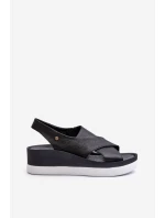 Zazoo 40256 Kožené sandály na klíně černé