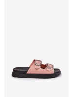 Dámské Pantofle S Přezkami Na Platformě Růžové Elamas