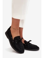 Polobotky Mokasyny Dámské Ploché S Šněrováním Černé Zalina