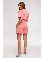 B295 Šortky s kapsami s nášivkami - korálová barva