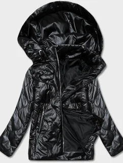 Černá dámská bunda s odepínací kapucí (B0131-1)