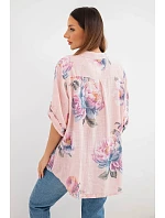 Dámská halenka z bavlny s květinovým vzorem pudrově růžová
