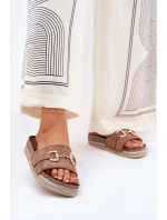 Dámské Sandály Na Platformě Se Zlatou Dekorací A Brilanty Khaki Morisela