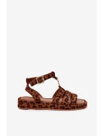 Dámské sandály na platformě se zlatým detailem leopard Kartia