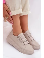 Kožené dámské polobotky s zipem béžové Althea