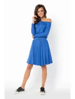 Letní šaty dámské ve volném střihu značkové středně dlouhé modré - Modrá - Makadamia Letní šaty dámské ve volném střihu značkové středně dlouhé modré - Modrá - Makadamia