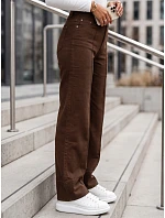 Dámské džíny s širokými nohavicemi a vysokým pasem, hnědé, FashionStreet UY3091 Dámské džíny s širokými nohavicemi a vysokým pasem, hnědé, FashionStreet UY3091