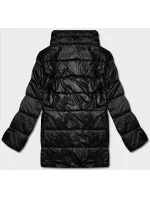 Černá dámská přeložená obálková bunda (B8066-1026)