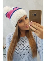 Dámská čepice Kinga K297 bílá+šedá+světle růžová