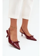 Lakované lodičky na podpatku s mašličkou bordó Olvena Lakované lodičky na podpatku s mašličkou bordó Olvena