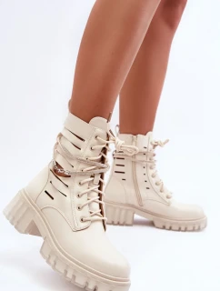 Módní pracovní boty s ozdobným páskou Bežové Rocky