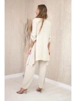 Sada halenky + kalhot s přívěskem tmavě béžová