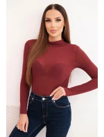 Dámská svetr z kašmíru s rolákem a dlouhým rukávem bordó