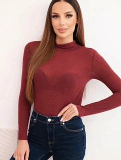 Dámská svetr z kašmíru s rolákem a dlouhým rukávem bordó